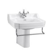 Edwardian 56cm basin, towel rail and semi pedestal - DesignEmporium