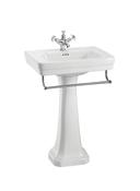 Contemporary basin, towel rail and standard pedestal - DesignEmporium