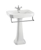 Victorian 61 cm basin with towel rail and regal pedestal - DesignEmporium