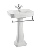 Victorian 56 basin, towel rail and standard pedestal - DesignEmporium