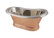 Copper Bateau Basin With Roll Top &amp; Plinth - DesignEmporium