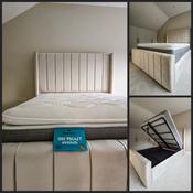 Lyons wingback bed frame with gaslift cage storage image