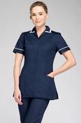 Nurses Uniform Tunic 401B with Concealed Buttons + Square Collar - NAVY/WHITE / 16 image