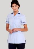 Nurses Uniform Tunic 401B with Concealed Buttons + Square Collar - SKY/NAVY / 14 image