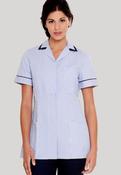 Nurses Uniform Tunic 401B with Concealed Buttons + Square Collar - BLUE STRIPE/NAVY / 8 image
