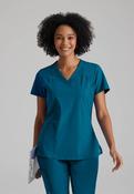 Barco One 4 Pocket V-Neck Perforated Panel Scrub Top - Caribbean / Medium