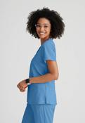 Barco One 4 Pocket V-Neck Perforated Panel Scrub Top - TRUE CEIL / Large image