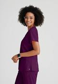 Barco One 4 Pocket V-Neck Perforated Panel Scrub Top - Wine / Large image