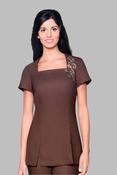AVA A-LINE SALON TUNIC - BROWN LINEN LOOK / 6 image