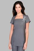 AVA A-LINE SALON TUNIC - GREY LINEN LOOK / 18 image