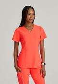 Barco One 4 Pocket V-Neck Perforated Panel Scrub Top - Neon Flame / Small image