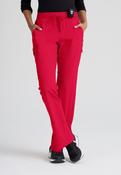 Greys Anatomy Kim 3 Pocket Elastic Back Waistband Zip-Pocket Pants - Scarlet Red / Large image
