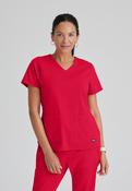 Greys Anatomy Emma 4 pocket, V-neck scrub top with angled seams - Scarlet Red / Medium image