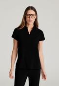 Grey's Anatomy Avery 2 Pocket Banded Collar Top - BLACK / X-Small