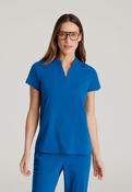 Grey's Anatomy Avery 2 Pocket Banded Collar Top - New Royal / X-Small image