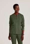 Grey's Anatomy Spandex Stretch Millie Jacket-3 Pocket Zip Jacket - OLIVE / X-Small image
