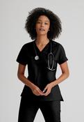 Grey's Anatomy Bree Tuck-in Scrub Top - BLACK / Small image
