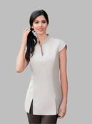 KATE V-NECK SPA TUNIC - BEIGE LINEN LOOK / 6 image