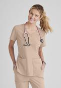 Skechers Breeze 3 Pocket Shaped Hem Scrub Top - New Khaki / Small image