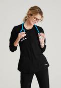 Skechers Women's 2 Pocket Warm-Up Scrub Jacket With Eco-Friendly Stretch Fabric - BLACK / X-Small image