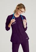 Skechers Women's 2 Pocket Warm-Up Scrub Jacket With Eco-Friendly Stretch Fabric - Eggplant / Large image