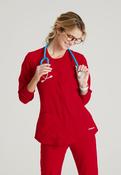 Skechers Women's 2 Pocket Warm-Up Scrub Jacket With Eco-Friendly Stretch Fabric - RED / X-Large image