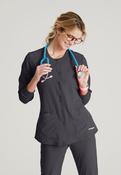 Skechers Women's 2 Pocket Warm-Up Scrub Jacket With Eco-Friendly Stretch Fabric - Pewter Grey / X-Small