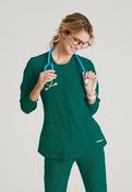 Skechers Women's 2 Pocket Warm-Up Scrub Jacket With Eco-Friendly Stretch Fabric - Hunter Green / Small image