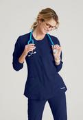 Skechers Women's 2 Pocket Warm-Up Scrub Jacket With Eco-Friendly Stretch Fabric - NAVY / Large image