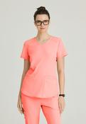 Skechers Breeze 3 Pocket Shaped Hem Scrub Top - Coral Fizz / X-Small image