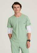 Skechers Ripstop Station Scrub Top for Men with Badge Loop &amp; Chest Pocket - Field Green / Small