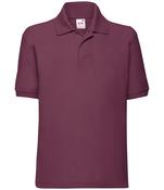 SS11B Fruit of the Loom Kids Poly/Cotton Piqué Polo Shirt - Burgundy / 10 years image