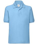 SS11B Fruit of the Loom Kids Poly/Cotton Piqué Polo Shirt - Light Blue / 12 years image