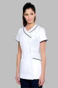 Nursing Uniform Tunic T1 Side Concealed Zip + 2 pockets - WHITE/NAVY / 8 image