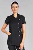 Lili Side Closing Tunic with Diamante Buttons and Pockets - BLACK / 20