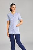 Nursing Uniform Tunic - PH1A Sweetheart Neckline + Button Front - BLUE STRIPE/NAVY / 16 image