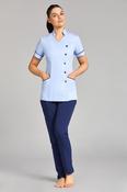 Nursing Uniform Tunic L2- Side Buttoned Front and Collar - SKY/NAVY / 8 image
