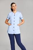 Nursing Uniform Tunic - PH1A Sweetheart Neckline + Button Front - SKY/NAVY / 12 image