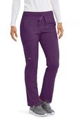 Greys Anatomy Kim 3 Pocket Elastic Back Waistband Zip-Pocket Pants Petite (29") leg length - Eggplant / Small image