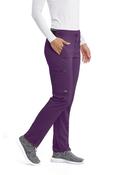 Greys Anatomy Kim 3 Pocket Elastic Back Waistband Zip-Pocket Pants - Eggplant / Small image