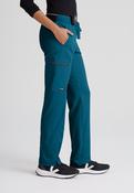 Greys Anatomy Kim 3 Pocket Elastic Back Waistband Zip-Pocket Pants - Caribbean / X-Large image
