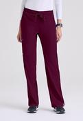 Greys Anatomy Kim 3 Pocket Elastic Back Waistband Zip-Pocket Pants Petite (29") leg length - Wine / X-Large image
