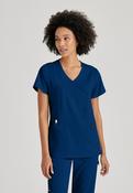 Greys Anatomy V-Neck Kim Top with Zip Front Pocket - NAVY / X-Small image