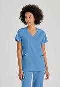 Greys Anatomy V-Neck Kim Top with Zip Front Pocket - TRUE CEIL / Medium image
