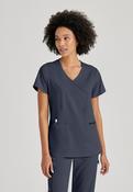 Greys Anatomy V-Neck Kim Top with Zip Front Pocket - Steel / Medium image