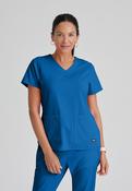Greys Anatomy Emma 4 pocket, V-neck scrub top with angled seams - New Royal / Large image