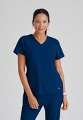 Greys Anatomy Emma 4 pocket, V-neck scrub top with angled seams - NAVY / Medium image