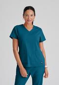 Greys Anatomy Emma 4 pocket, V-neck scrub top with angled seams - Caribbean / XX-Large image