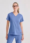 Greys Anatomy Emma 4 pocket, V-neck scrub top with angled seams - TRUE CEIL / XX-Large image