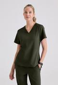 Grey's Anatomy Bree Tuck-in Scrub Top - OLIVE / Small image